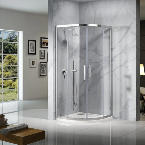 Curved Low Profile Polymarble Shower Base - Various Sizes