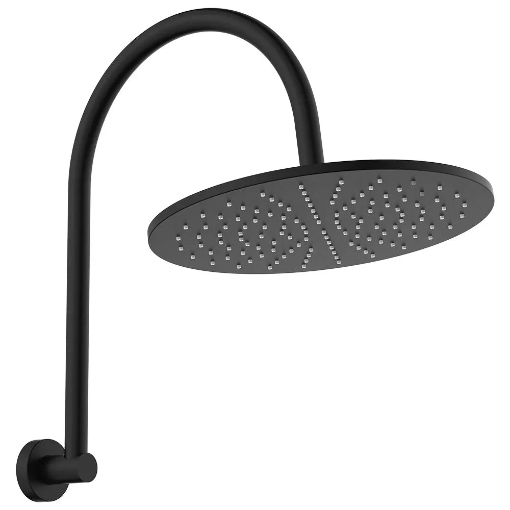 Slim Curved High-Rise Overhead Shower Arm with Head - Various Colours