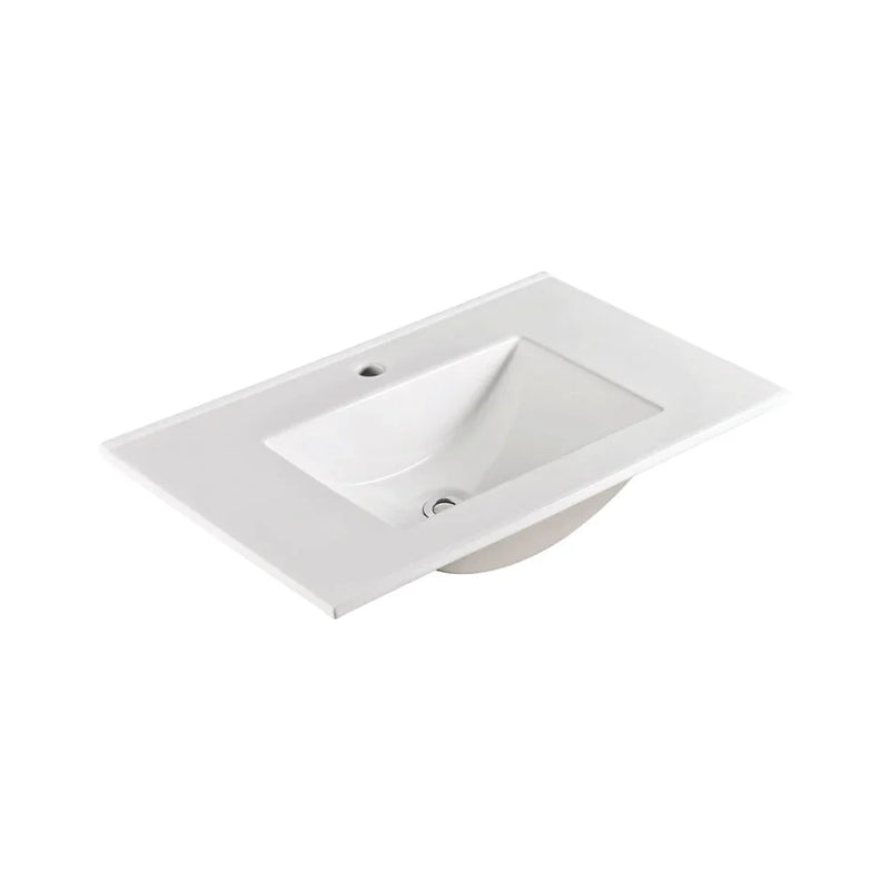 Slim - Gloss White Rectangular Bowl Slimline 365mm Depth Vanity Top - Various Sizes