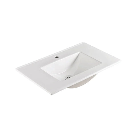 Slim - Gloss White Rectangular Bowl Slimline 365mm Depth Vanity Top - Various Sizes
