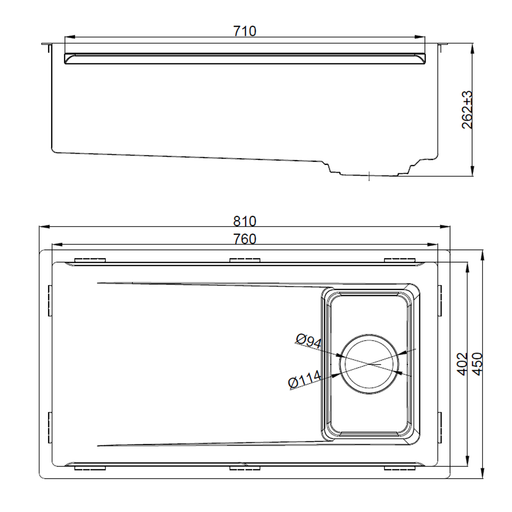 Premium Single Bowl Drop in/Undermount Kitchen Sink  810x450mm - Various Colours