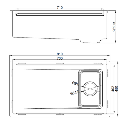 Premium Single Bowl Drop in/Undermount Kitchen Sink  810x450mm - Various Colours