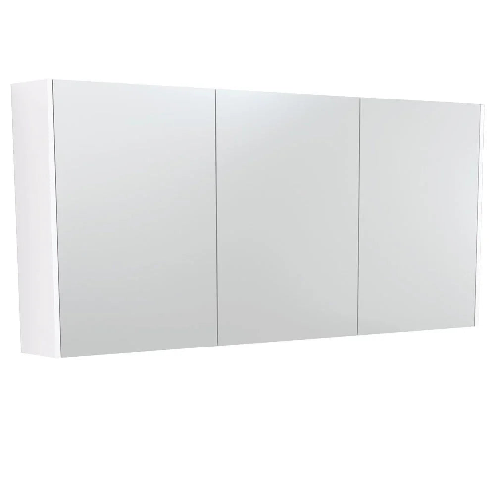 Mirror Cabinet Pencil Edge 1500mm - White / Woodgrain Finish