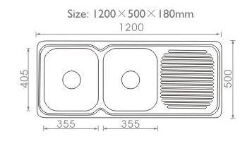 Double Bowls with Drainer Topmount Kitchen Sink 1200x500mm - Stainless Steel (Stock Clearance)