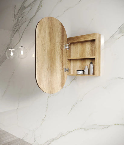 Pill Shape LED Mirror Cabinet 450x900mm - Various Colours