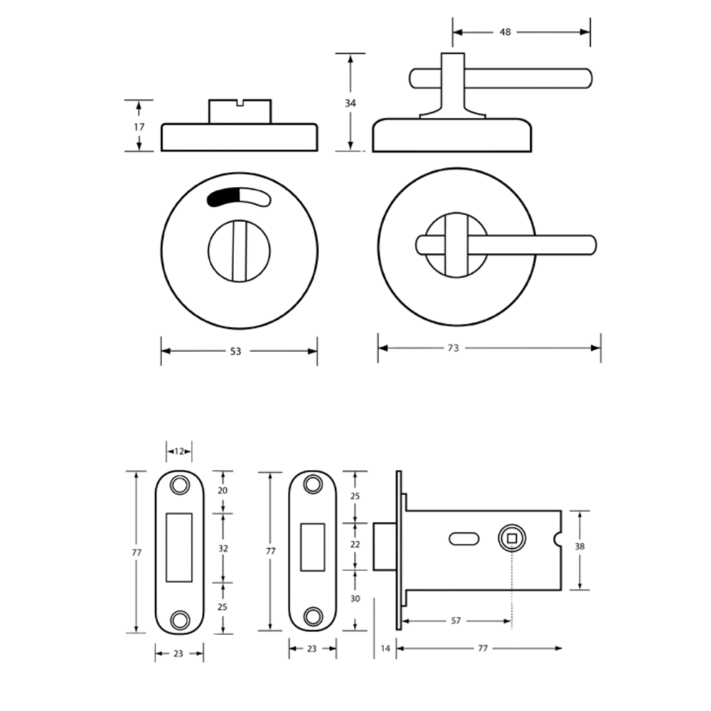 400A Offset Morticed Lock & Indicator Set in Satin Stainless Steel - 400A_OFFSETLOCK_SS