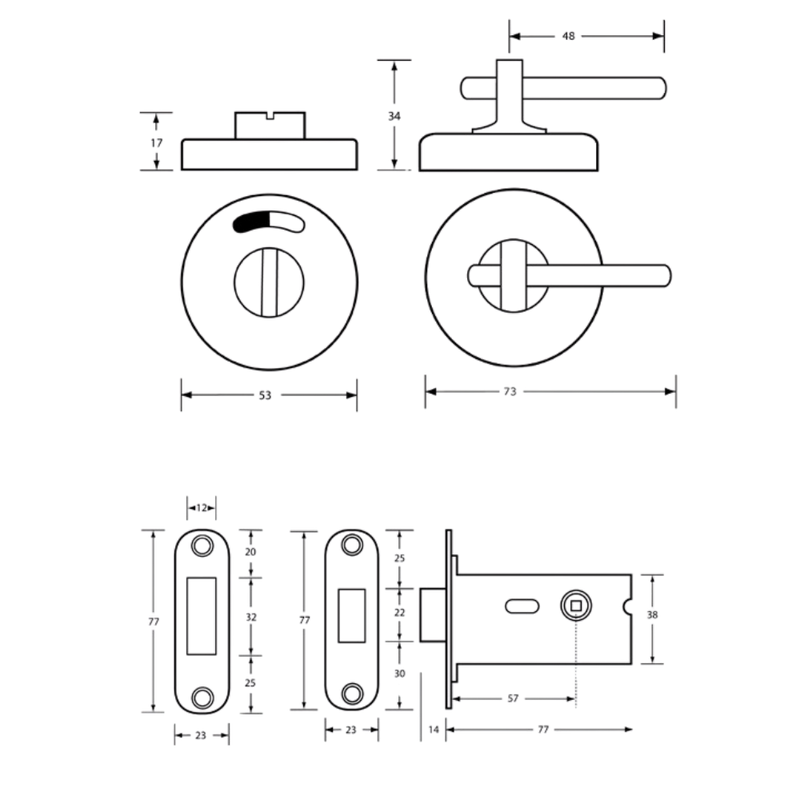 400A Offset Morticed Lock & Indicator Set in Satin Stainless Steel - 400A_OFFSETLOCK_SS