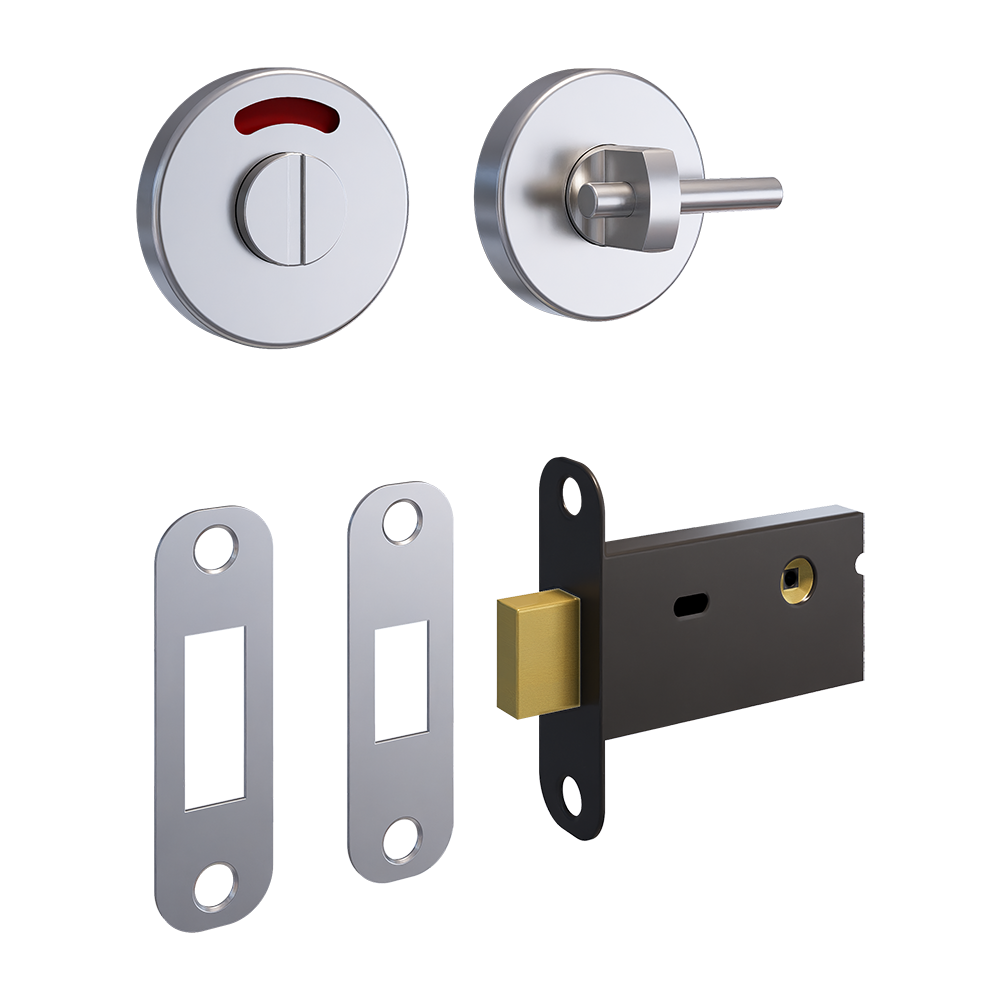 400A Offset Morticed Lock & Indicator Set in Satin Stainless Steel - 400A_OFFSETLOCK_SS