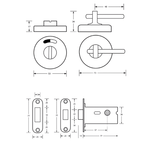 400A Offset Morticed Lock & Indicator Set in Satin Stainless Steel - 400A_OFFSETLOCK_SS