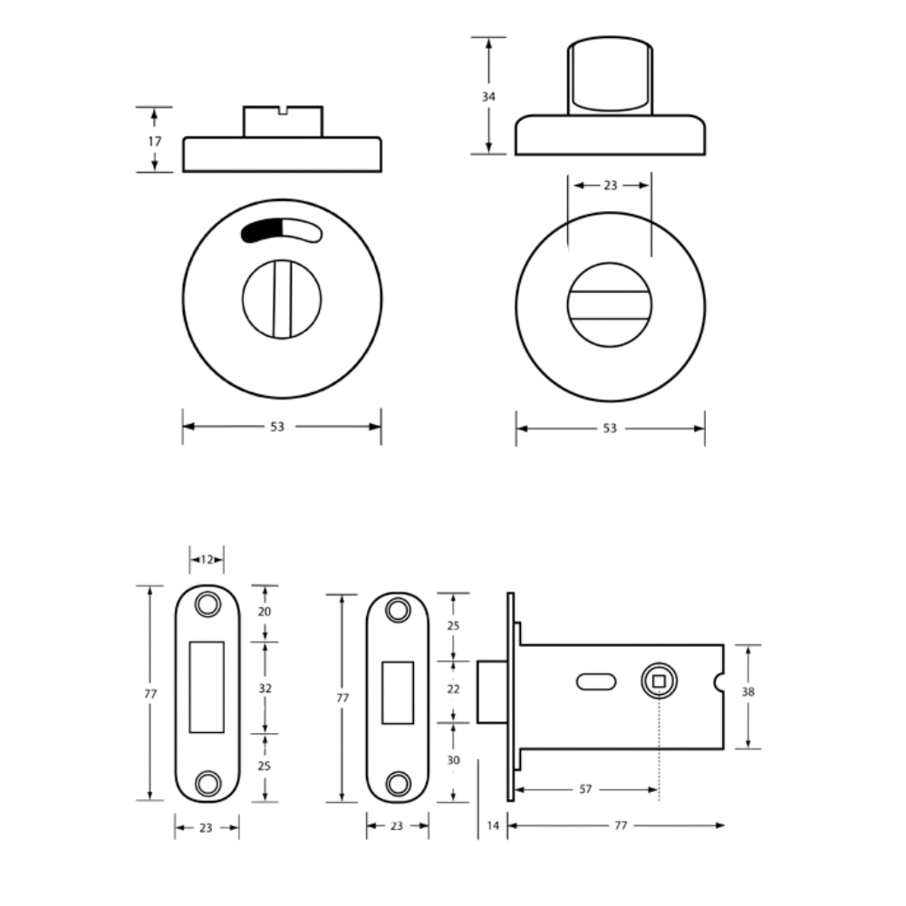 400 Morticed Lock & Indicator Set in Satin Stainless Steel - 400_LOCK_SS