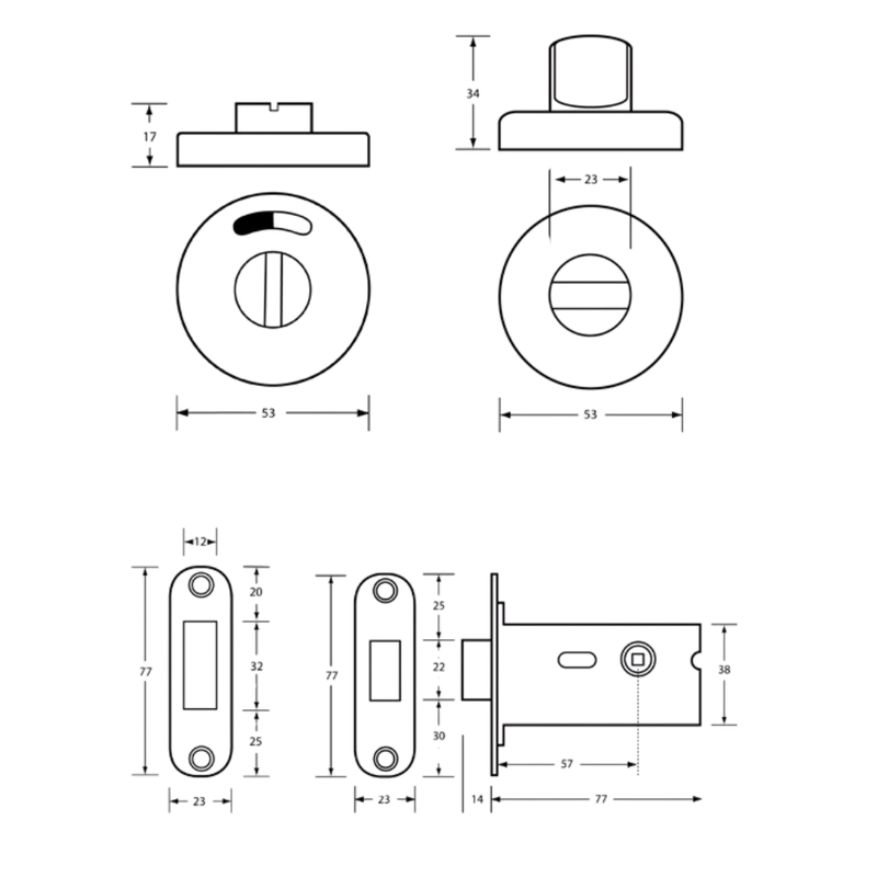 400 Morticed Lock & Indicator Set in Satin Stainless Steel - 400_LOCK_SS