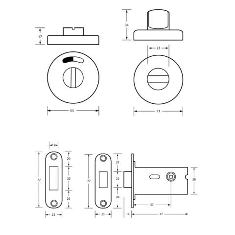 400 Morticed Lock & Indicator Set in Satin Stainless Steel - 400_LOCK_SS