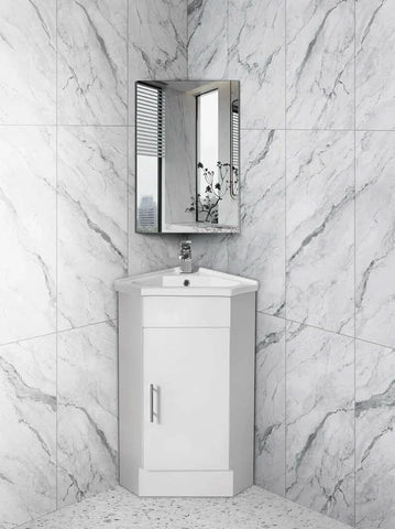 BV41 Gloss White Freestanding Corner Vanity - 410 / 600 / 900mm