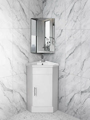 BV41 Gloss White Freestanding Corner Vanity - 410 / 600 / 900mm