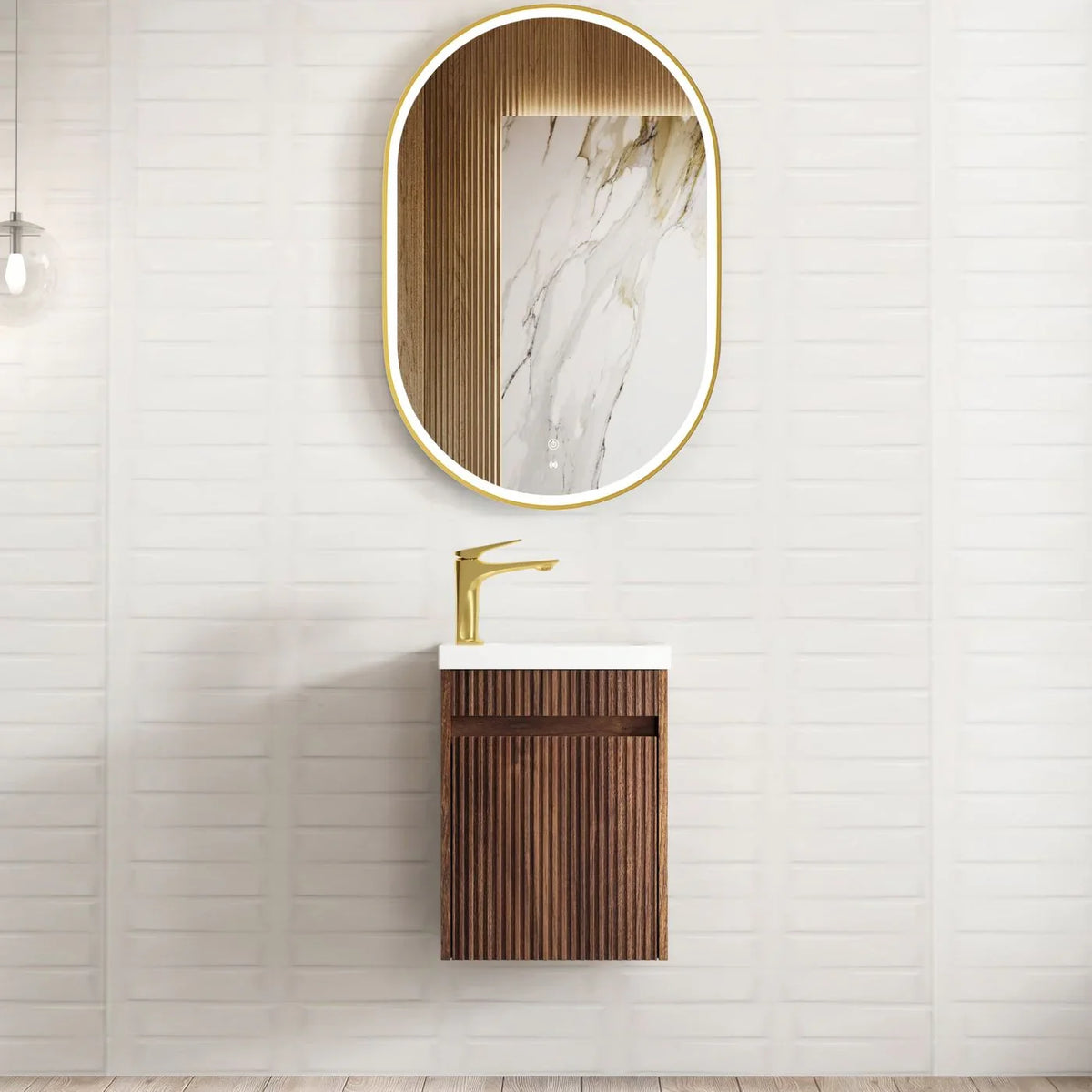 BV36WH Compact Fluted Wall Hung Ensuite Vanity 410x260mm - Various Colours