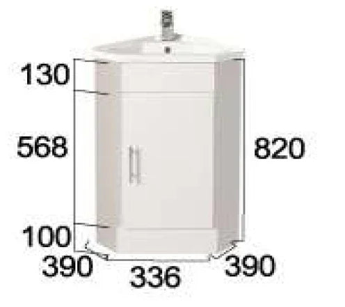 BV41 Gloss White Freestanding Corner Vanity - 410 / 600 / 900mm