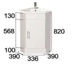 BV41 Gloss White Freestanding Corner Vanity - 410 / 600 / 900mm