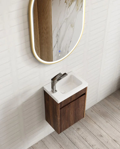 BV36WH Compact Fluted Wall Hung Ensuite Vanity 410x260mm - Various Colours