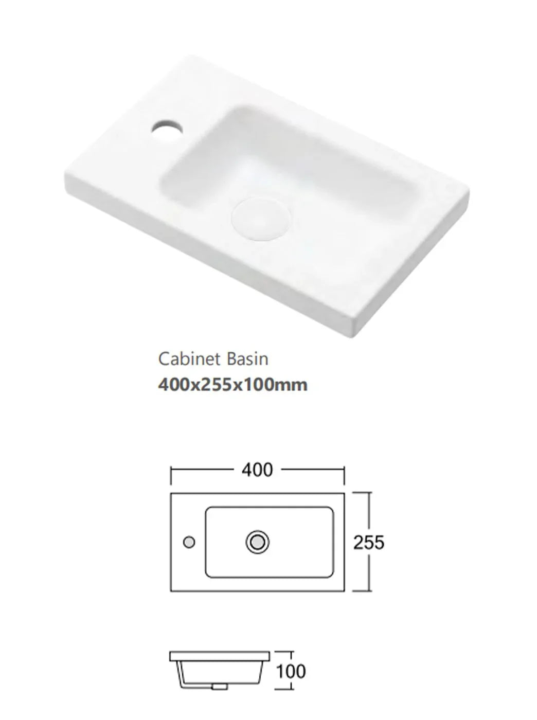 BV36WH Compact Fluted Wall Hung Ensuite Vanity 410x260mm - Various Colours