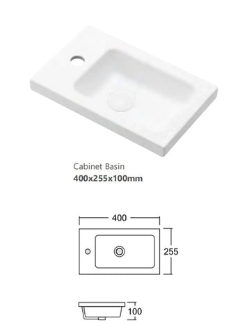 BV36WH Compact Fluted Wall Hung Ensuite Vanity 410x260mm - Various Colours