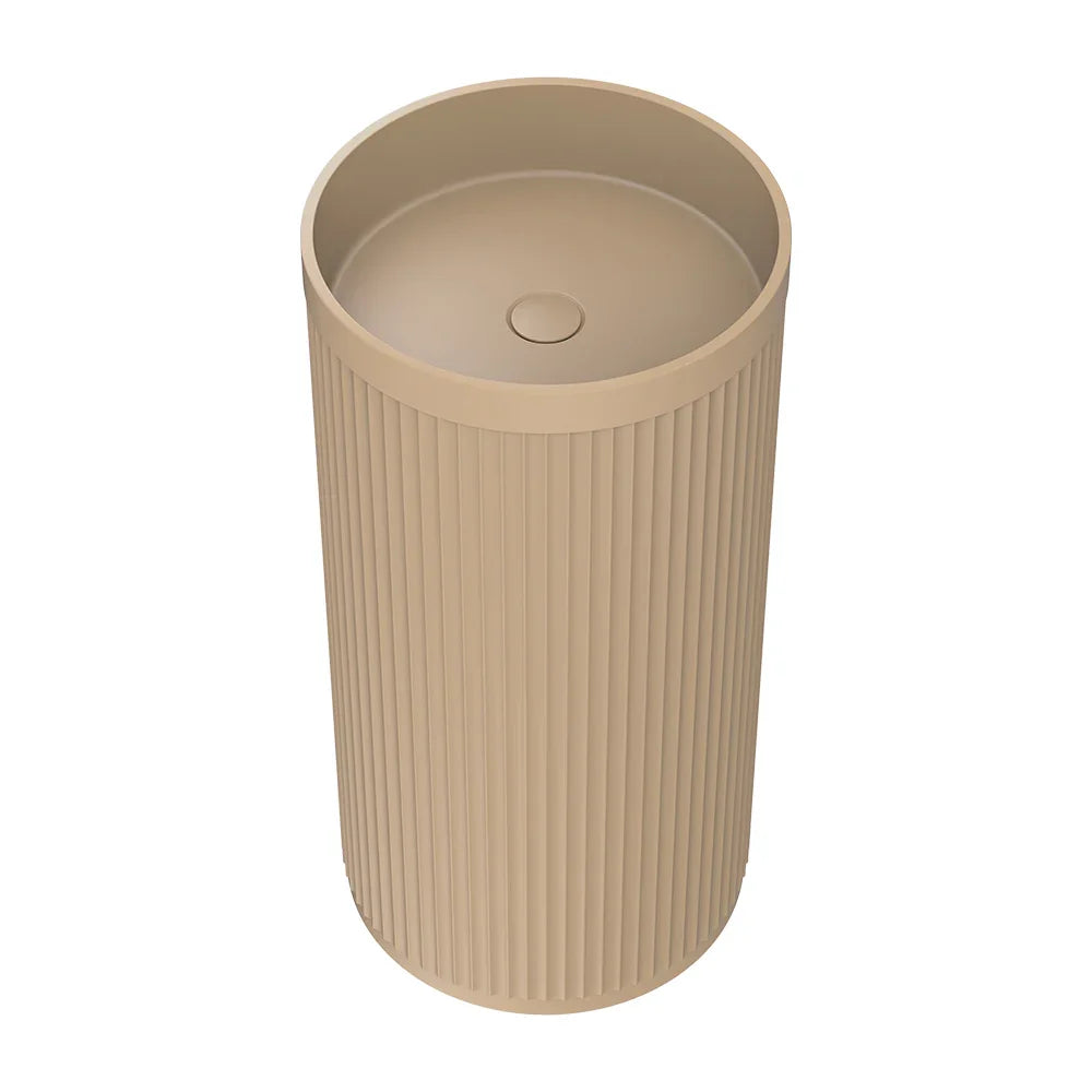 Corallo Fluted Matte White Solid Surface Freestanding Basin 450x450mm - Various Colours