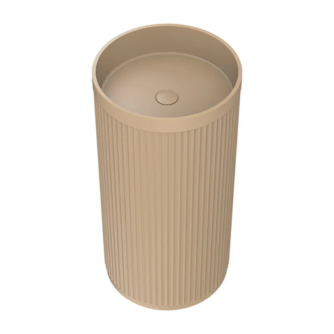 Corallo Fluted Matte White Solid Surface Freestanding Basin 450x450mm - Various Colours