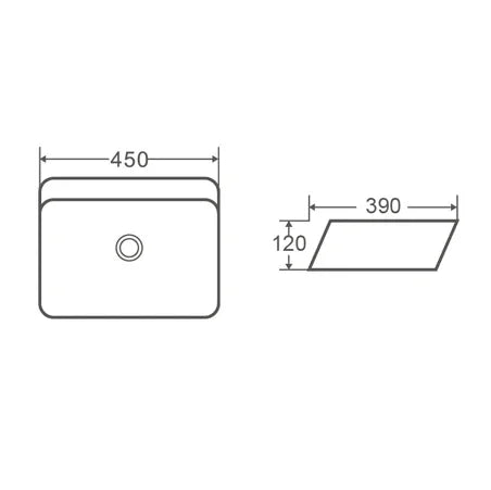 Opus Angled Counter Top Ceramic Basin 450x390mm - Gloss White