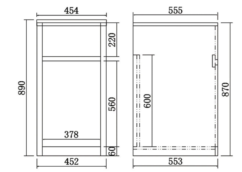 Laundry Trough & PVC Cabinet 455x555mm / 600x500mm - Gloss White