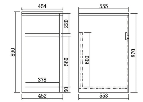 Laundry Trough & PVC Cabinet 455x555mm / 600x500mm - Gloss White