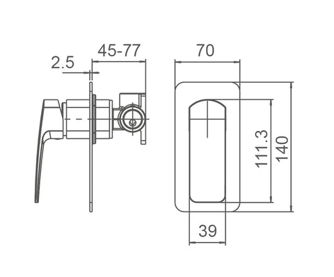 SM13 Sloping Handle Shower / Bath Mixer - Various Colours
