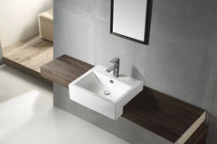 Flare Gloss White Rectangular Semi Recess Ceramic Basin 540x440mm