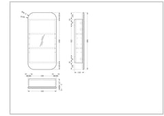 Soft Square Mirror Cabinet Pencil Edge 450x900mm - Matte White / Woodgrain