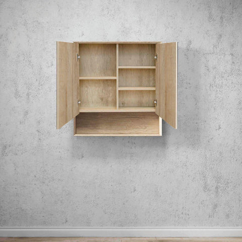 Mirror Cabinet with Open Shelf Pencil Edge - 600/750/900/1200/1500x800mm - Various Colours