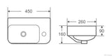 Kinetic Gloss White Wall Hung Ceramic Basin 450x260mm - Left Hand / Right Hand