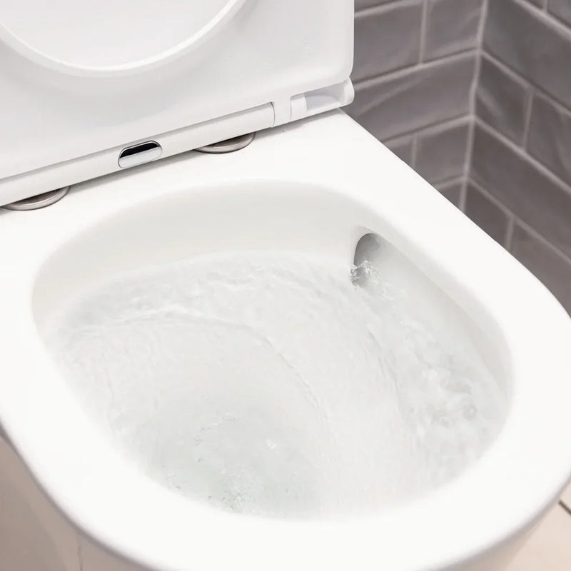 Raised Height Back To Wall Tornado Rimless Flush Toilet Suite with Soft Close Seat - White (4 Star)