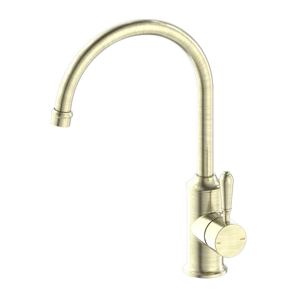 York Kitchen / Laundry Sink Mixer Goosneck Spout With Metal / Porcelain Lever - Various Colours