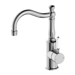 Nero Tapware BM34 York Basin Mixer Hook Spout with Metal/Porcelain Lever - Various Colours