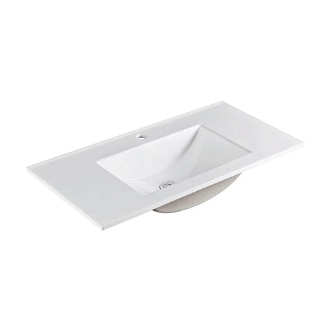 Slim - Gloss White Rectangular Bowl Slimline 365mm Depth Vanity Top - Various Sizes