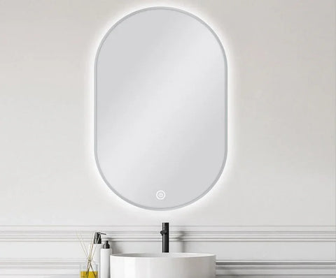Oval Framed LED Mirror with Demister 600x900mm - Various Colours Frame