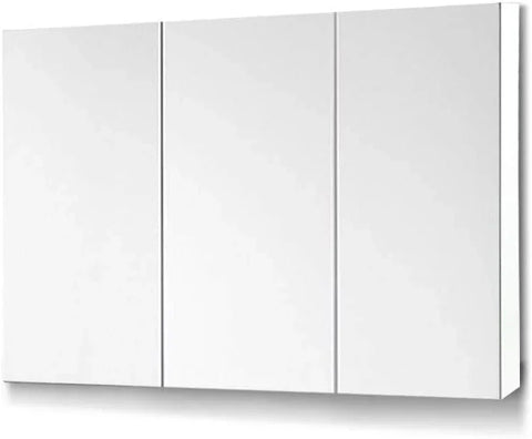 Mirror Cabinet Pencil Edge 1500mm - White / Woodgrain Finish