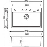 Granite Black Single Bowl Kitchen Topmount Sink 780x510mm - Various Colours