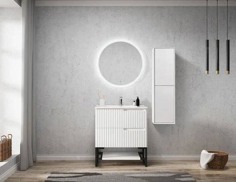 Fingerpull Wall Hung Tallboy & Storage Cabinet - 350x300x1200mm - Various Colours