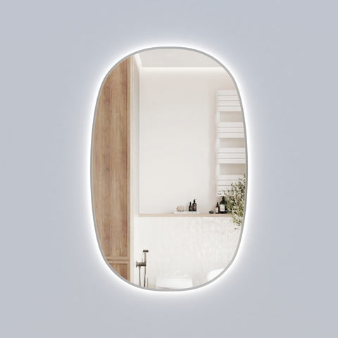 Oval Shape LED Mirror Touchless switch with Demister 580x900mm - Frameless / with Frame