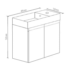 BV33WH Compact Wall Hung Vanity 500x250mm - Various Colours
