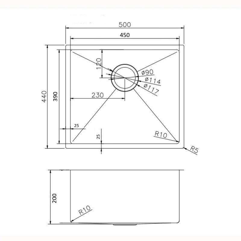 Exon Single Bowl Drop in/Undermount Laundry Sink 500x440mm