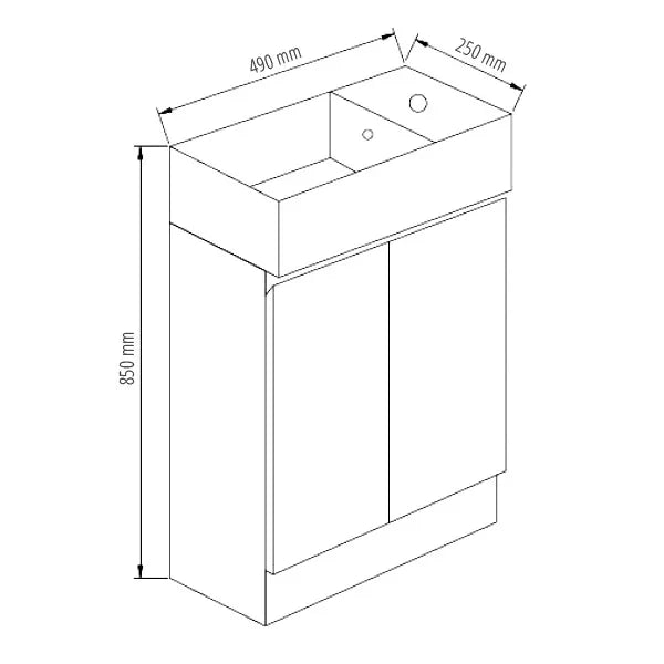 BV34 Compact Freestanding Vanity 500x250mm - Gloss White