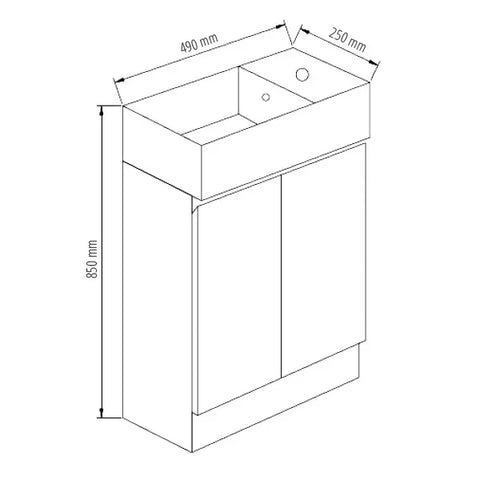 BV34 Compact Freestanding Vanity 500x250mm - White