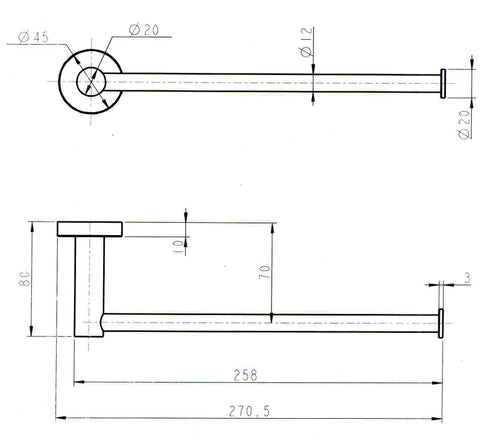 Round Towel Holder (Straight) - Various Colours