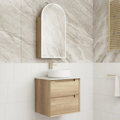 BV25WH Natural Oak Fingerpull Wall Hung Vanity - 600 / 750 / 900 / 1200 / 1500mm