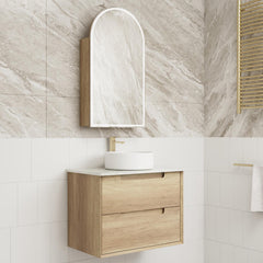 BV25WH Natural Oak Fingerpull Wall Hung Vanity - 600 / 750 / 900 / 1200 / 1500mm